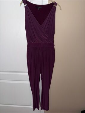 White House Black Market Plum Sleeveless Wrap Jumpsuit